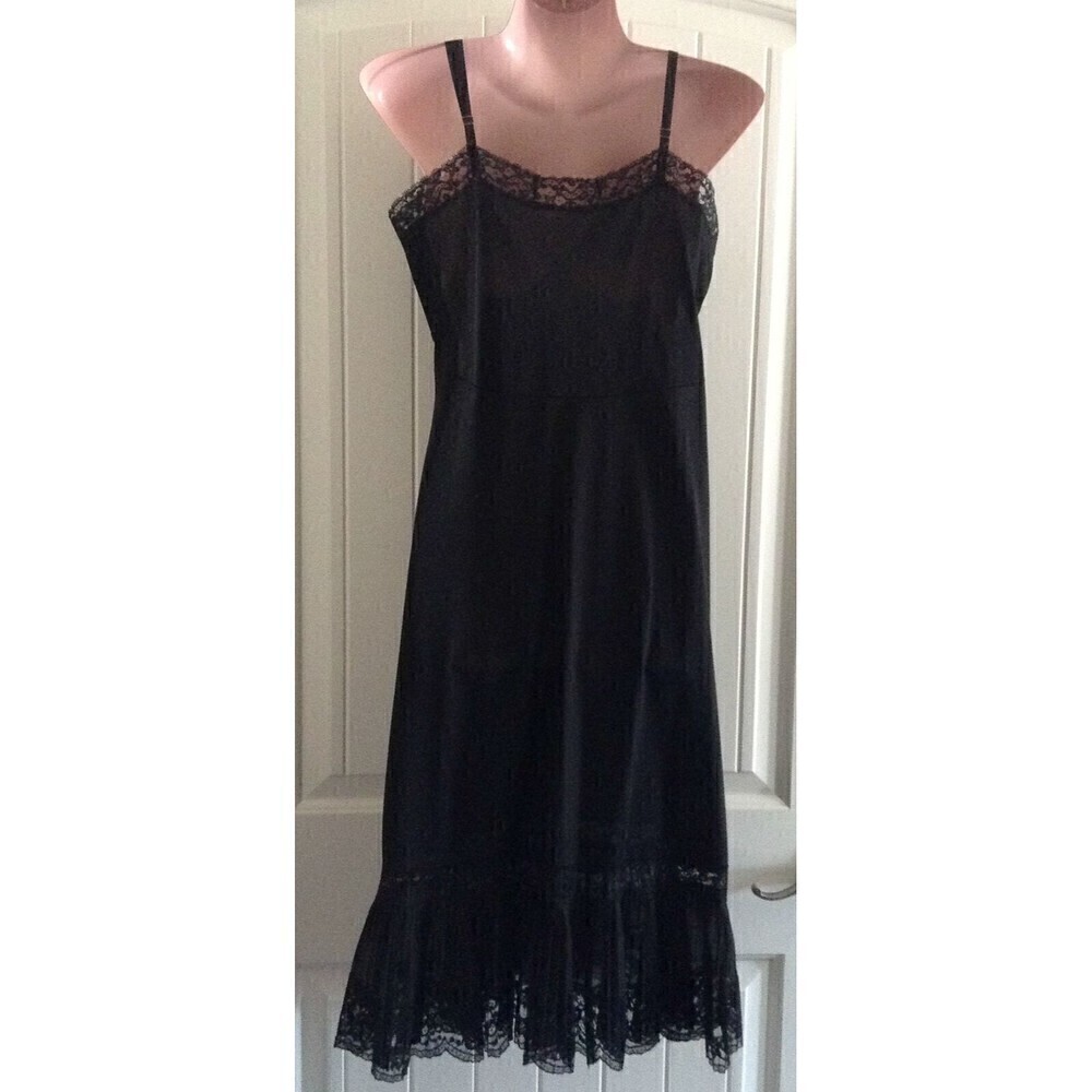 Vintage Van Raalte Women's Full Slip 32 Opaquelon Floral Lace Accordion Pleats - Picture 4 of 6